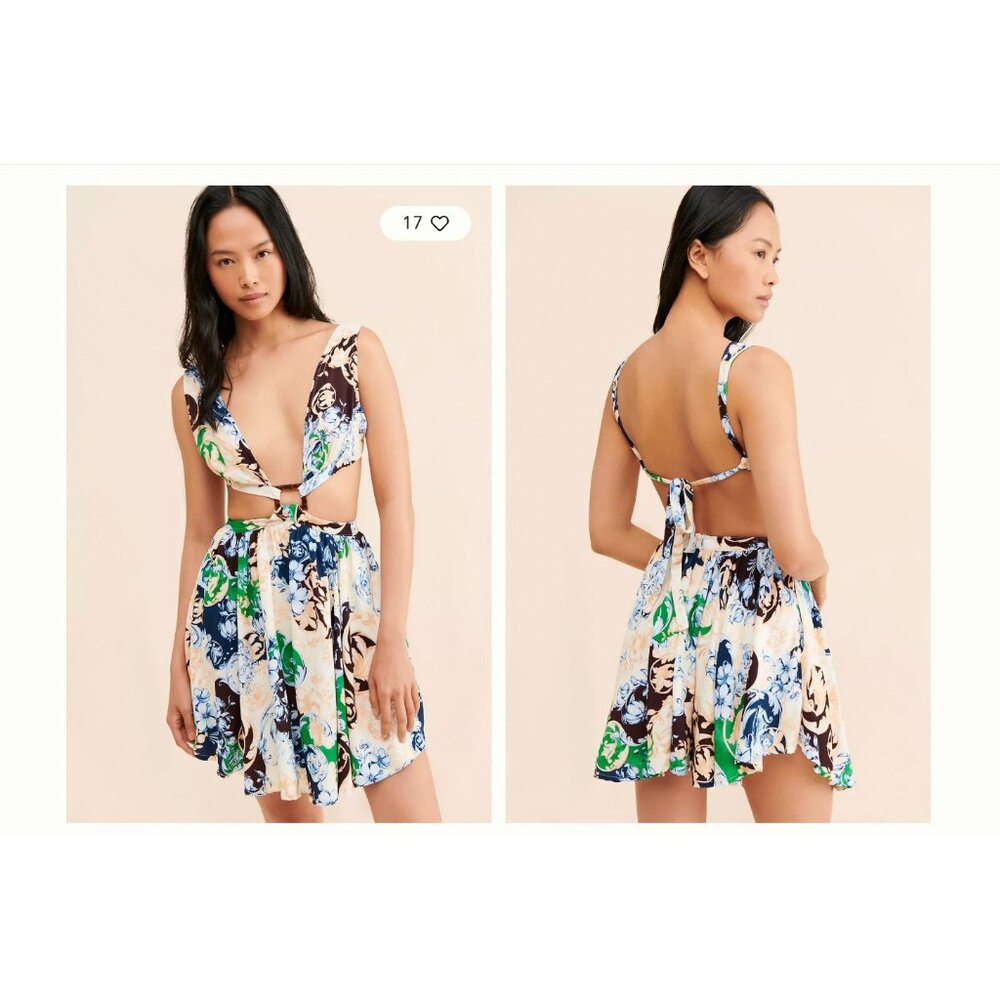 Agua Bendita Gillian Cardumen Dress Womens Large Floral Halter Fit & Flare
